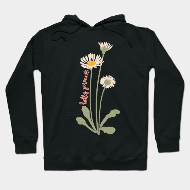 Daisy Flower Illustration With Latin Name Bellis Perennis Hoodie by MissCassieBee